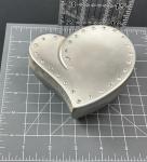 Heart-Shaped Silver Jewelry Box with Blue Lining