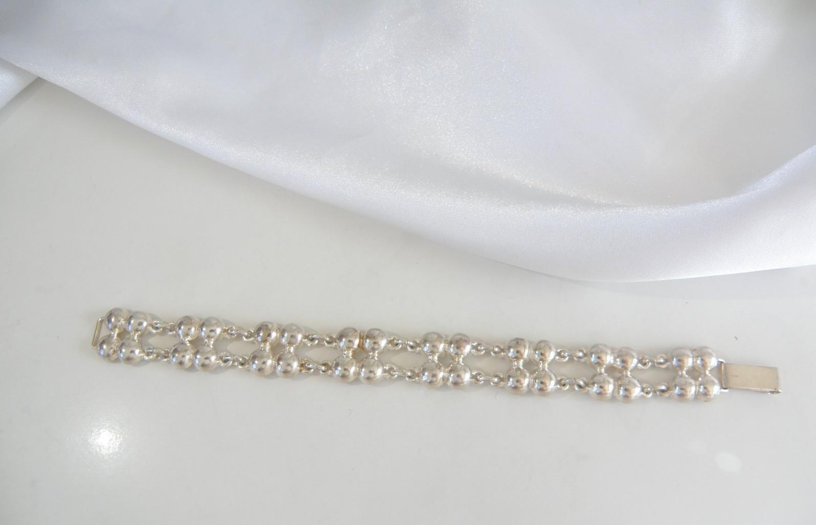 Norwegian H.J. 830 Silver Bead Bracelet 7