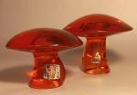 Vintage Viking Glass Orange Mushroom Paperweight Figurines