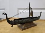 Bronze Viking Longship with Copper Sail 10.5