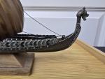 Bronze Viking Longship with Copper Sail 10.5