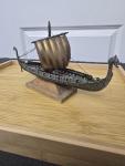 Bronze Viking Longship with Copper Sail 10.5
