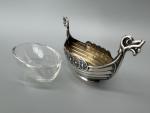 Vintage Viking Boat Salt Cellar with Glass Insert