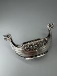 Vintage Viking Boat Salt Cellar with Glass Insert