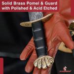 Handmade Viking Sword, 36” EN45 Steel, Etched Blade, Leather Handle & Scabbard