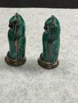 David Andersen Norway Green Guilloche Enamel And Sterling Owl S&P Shakers