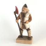 Vintage Henning Norway Hand Carved Wood Viking with Axe - 8" Read