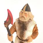 Vintage Henning Norway Hand Carved Wood Viking with Axe - 8" Read