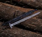 Fully Hand Forged Damascus Steel Medieval / Viking Sword With Leather Sheath.