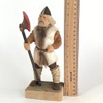 Vintage Henning Norway Hand Carved Wood Viking with Axe - 8" Read