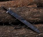 Fully Hand Forged Damascus Steel Medieval / Viking Sword With Leather Sheath.