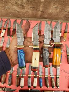 60 Custom Handmade Damascus Steel Skinner Knives