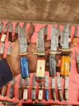 60 Custom Handmade Damascus Steel Skinner Knives