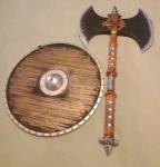 Viking Shield and Axe Set for Cosplay LARP