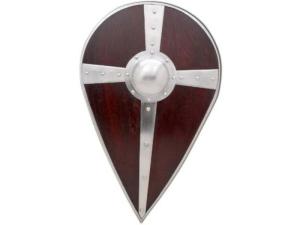 Viking Norman Templar Wooden Shield with Steel Cross