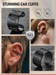 Sterling Silver Viking Runes Ear Cuffs for Women