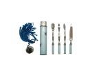 Aksel Holmsen Blue Enamel Silver Manicure Set