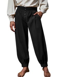 Men's Medieval Viking Knicker Pirate Pants - Black