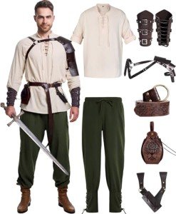 Men's Renaissance Pirate Costume Set with Accessories