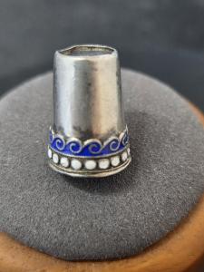 Vintage Norwegian Cloisonné Enamel Thimble, c1890-1920