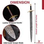 Damascus Steel Viking Sword with Back Sheath