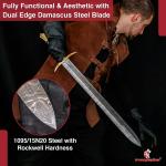 Damascus Steel Viking Sword with Back Sheath