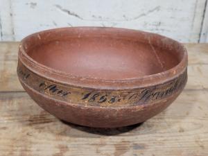1858 Danish Norwegian Wood Bowl with Original Paint