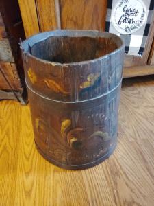 Norwegian Rosemaling Wood Staved Bucket