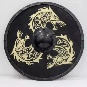 30" Viking Wooden Shield with Metal Fittings