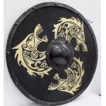 30" Viking Wooden Shield with Metal Fittings