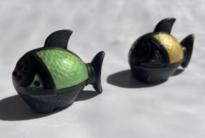 Norwegian Fish Salt and Pepper Shakers in Silver