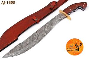 Custom Forged Damascus Steel Viking Sword with Handle