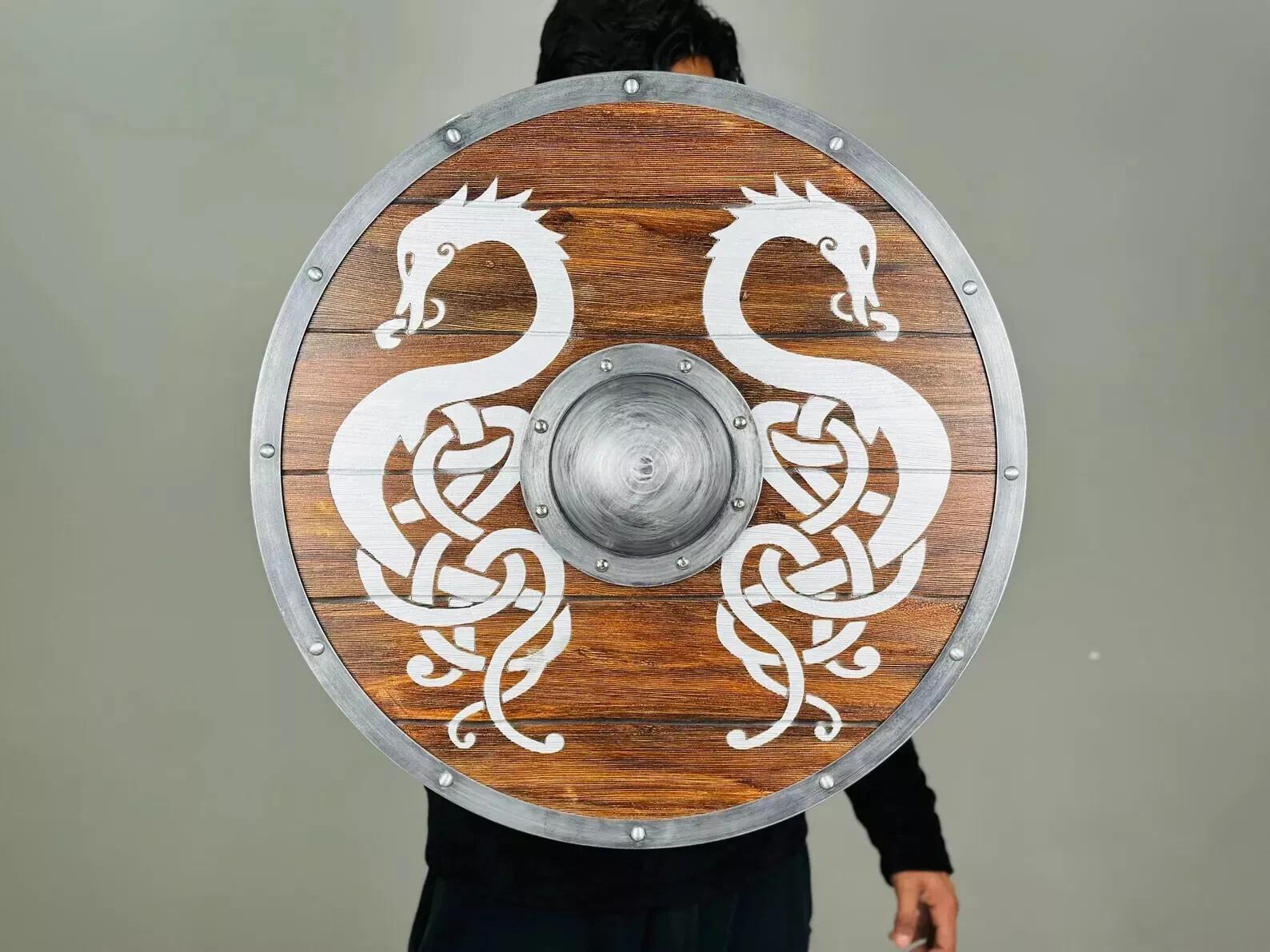 24" Wooden Dragon Viking Battle Shield
