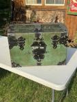 Vintage Norwegian Immigrant Trunk with Green Hardware