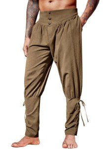 Runcati Men's Viking Pirate Ankle Trousers, Brown