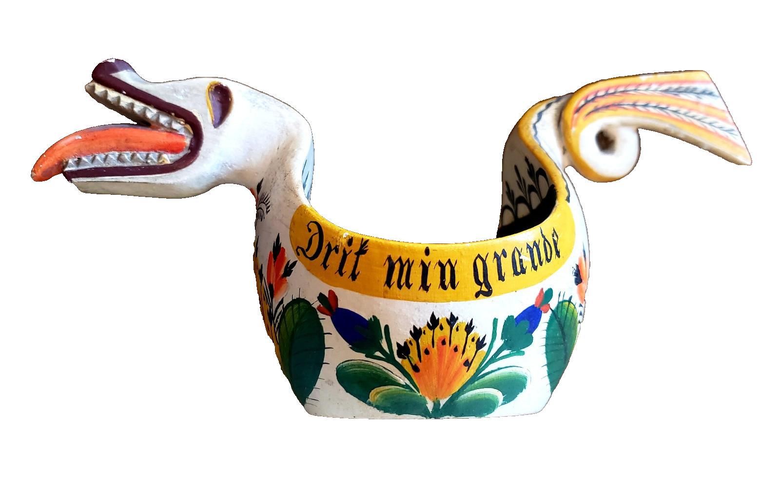 Scandinavian Dragon Ale Bowl with Rosemaling