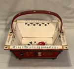 Hand-Painted Norwegian Rosemaling Square Basket