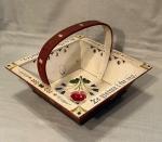 Hand-Painted Norwegian Rosemaling Square Basket