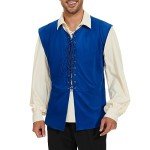Men's Viking Pirate Steampunk Renaissance Costume, Blue