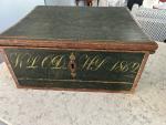 Vintage Green Painted Chest Box with Handles