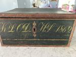 Vintage Green Painted Chest Box with Handles