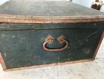 Vintage Green Painted Chest Box with Handles