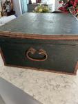 Vintage Green Painted Chest Box with Handles