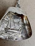 Norwegian 830S Silver Windmill Spoon with Harbor Scene