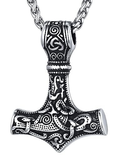 Men's Viking Thor's Hammer Necklace - Mjolnir Amulet