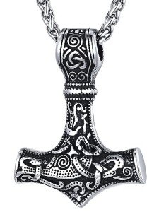 Men's Viking Thor's Hammer Necklace - Mjolnir Amulet