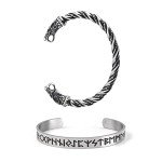 Fenrir Wolf Torc Bangle Set in Stainless Steel