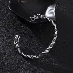 Fenrir Wolf Torc Bangle Set in Stainless Steel