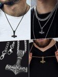 Men's Viking Thor's Hammer Necklace - Mjolnir Amulet