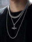 Men's Viking Thor's Hammer Necklace - Mjolnir Amulet